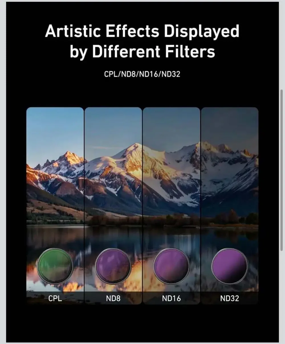TELESIN 4-Pack CPL and‎ ND Filter Set for DJI Osmo Action 5 Pro/4/3